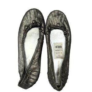 BCBGMaxAzria Charleen Womens Ballet 9 Gray Embellished Vamps Casual Slip On Flat